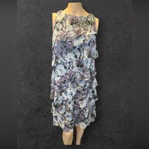 Jessica Howard Beaded Tiered Floral Cocktail Dress – Size 14